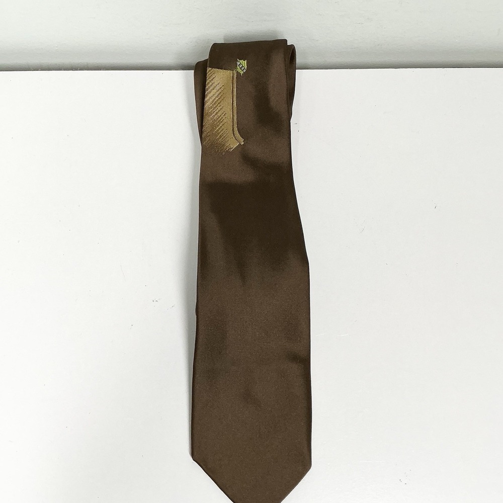 60s‎ Mens MCM Vtg Neck Tie ITALY Skinny Slim Jazz Rat Pack Madmen Atomic Brown